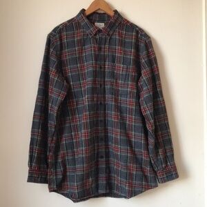 Vtg LL Bean 100%Cotton Plaid Flannel Long Sleeve Button Down Shirt Size L-Tall